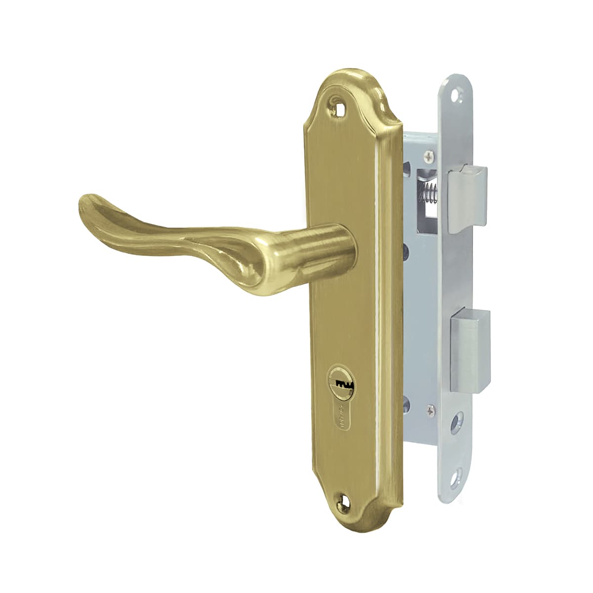 Cerradura de embutir clásica Rhonda X60 bronce pulido- TRVX