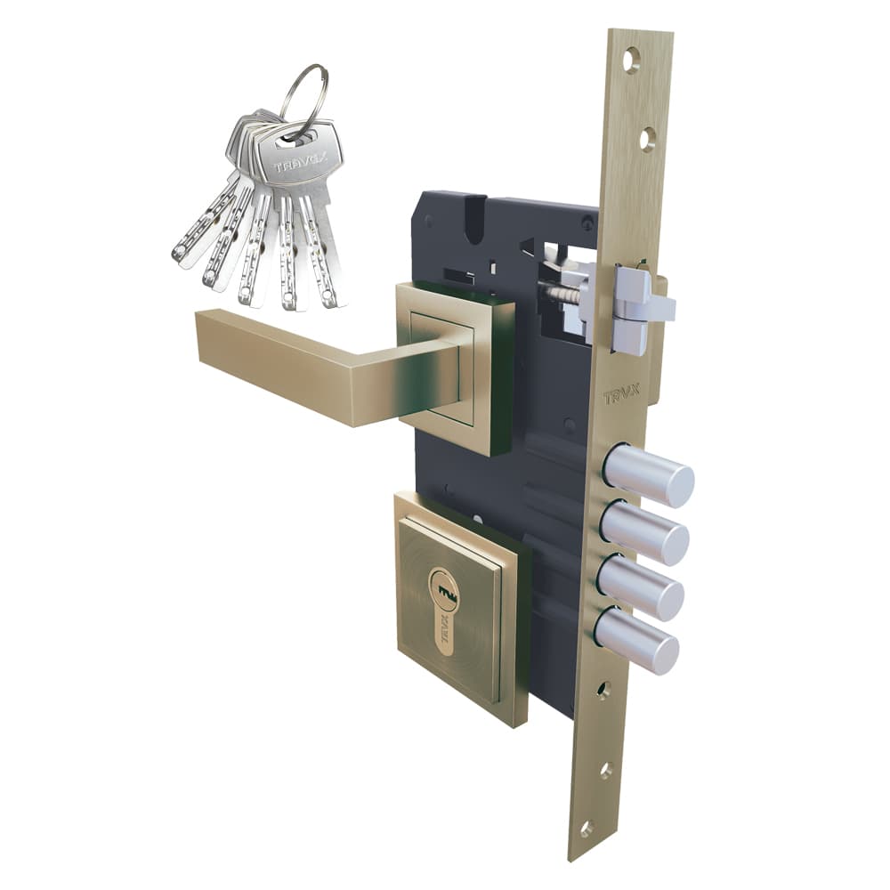 Cerradura de Embutir Multipunto LIZA X75, bronce antiguo- TRVX