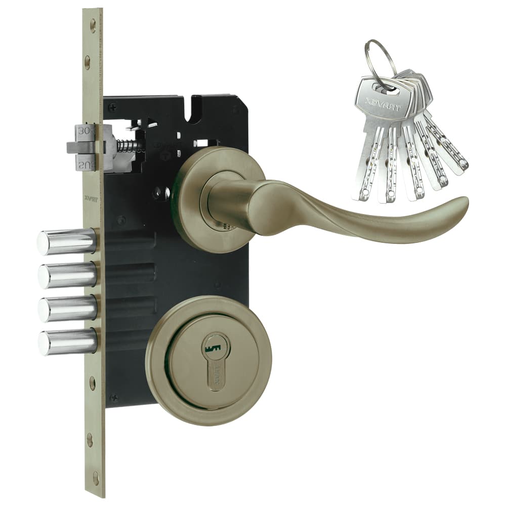 Cerradura de Embutir Multipunto Rhonda X65, bronce antiguo- TRVX