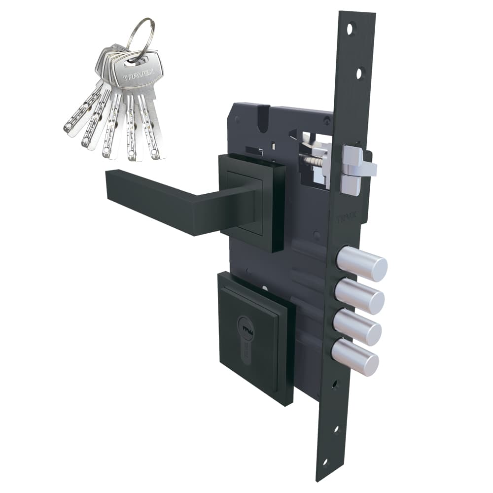 Cerradura de Embutir Multipunto Liza X75, negro mate- TRVX 2